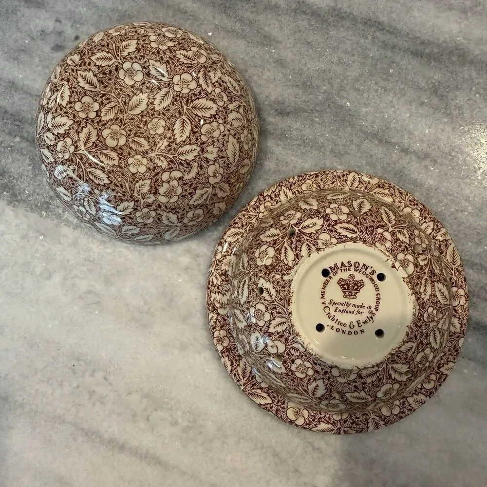 Crabtree & Evelyn Mason’s Wedgewood London Brown Floral Ceramic Soap Dish W/Lid